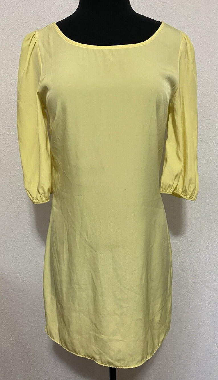 Maude Minimalist Dress Size Small (4/6) Yellow Sheer Balloon Sleeves Boho Office